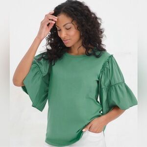 Chico’s Green Ruffle Sleeve Blouse – Size 4 (XXL / 2X)